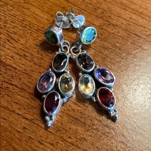 Multi Gemstone Sterling Silver 925 Earrings